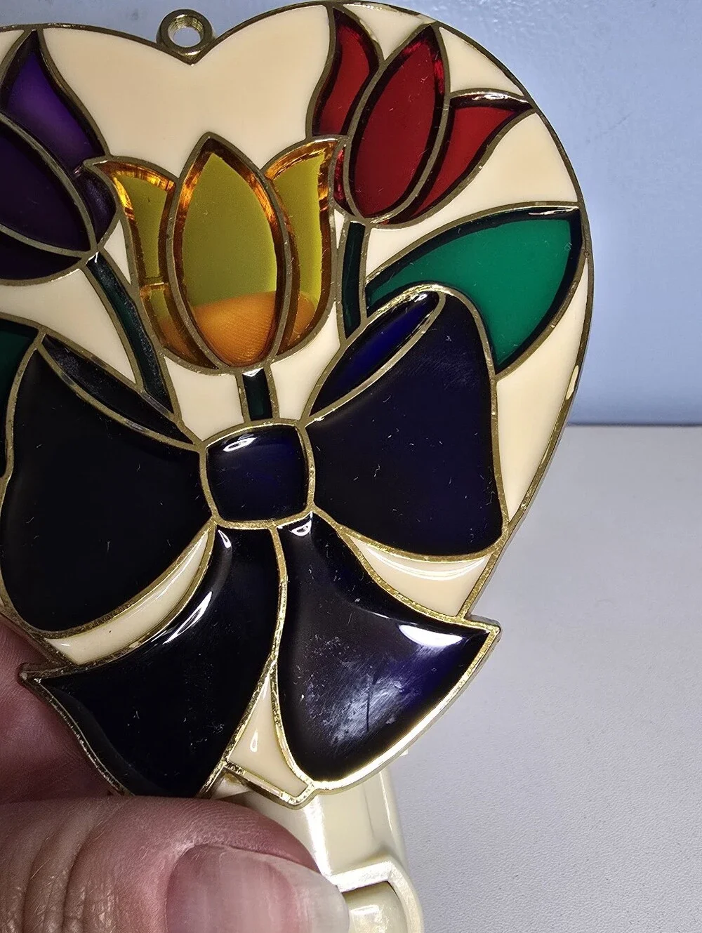 Eagle USA Plastic Base Stain Glass Look Tulip Flowers Floral Nightlight READ!